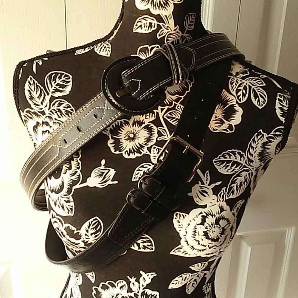 NWOT Bundle of 2 Black Dress Belts faux leather